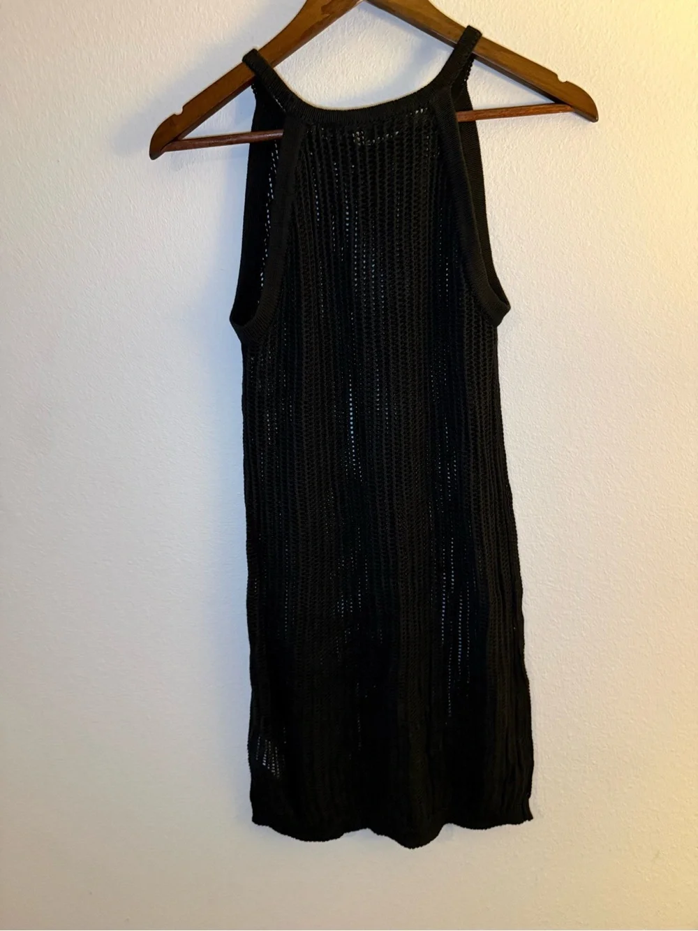 Tahari Black Open-Knit Sleeveless Cover-Up
